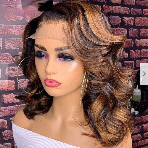 Split Lace Short Curly Hair Mechanism Synthetic Wigs - All Things Beauty -