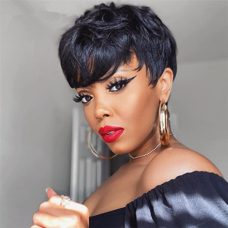 Black Chemical Fiber Hair Realistic Wig - All Things Beauty -