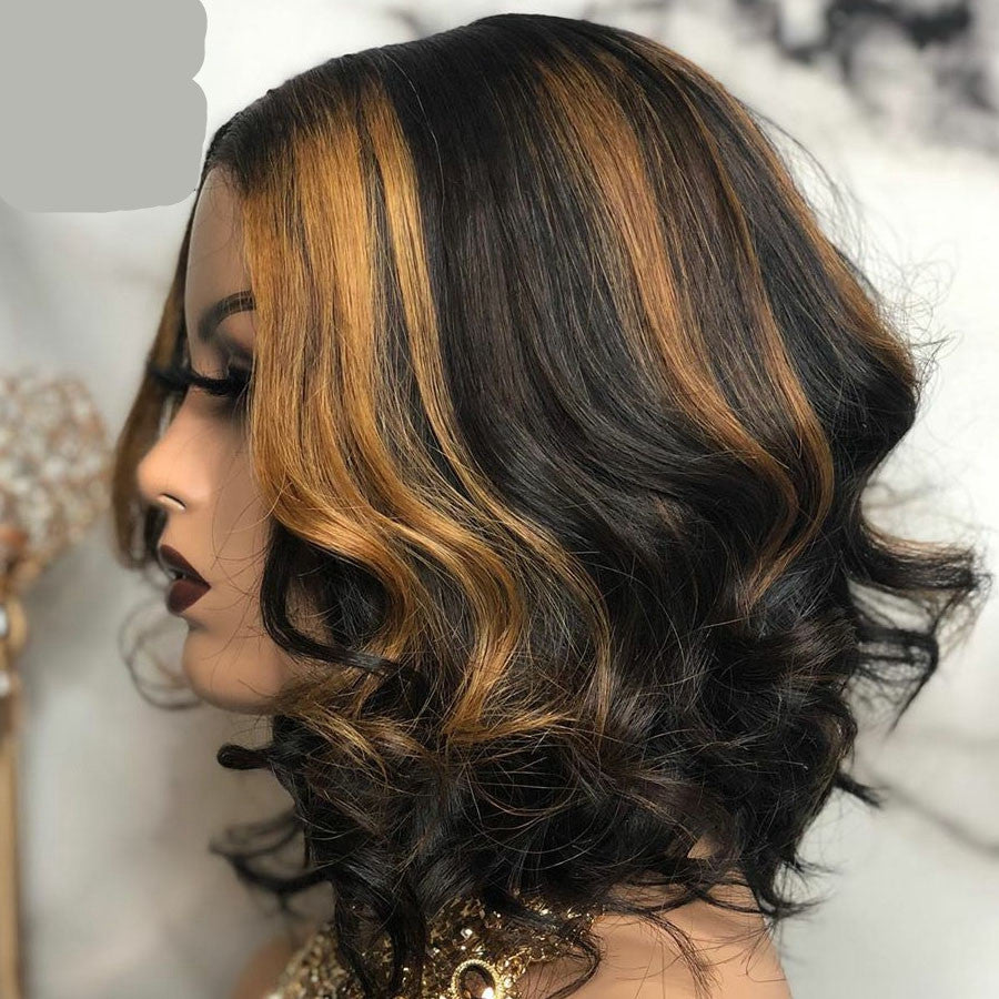 European And American Wigs, Mid-point Black And Brown Short Curly Hair - All Things Beauty -