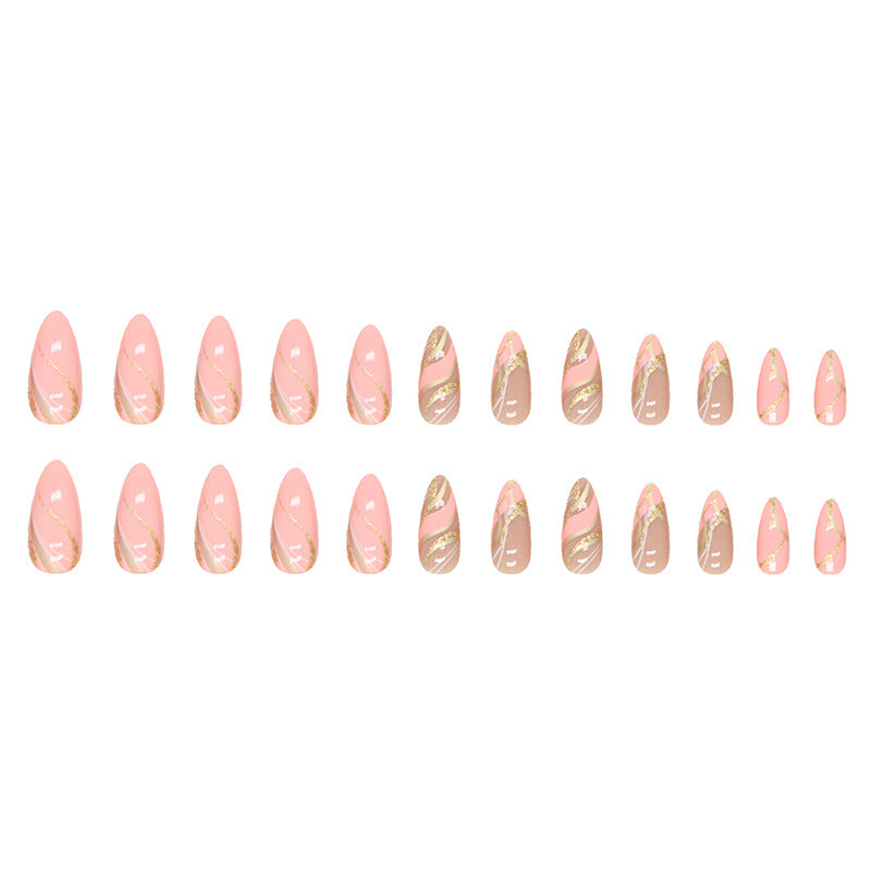 Girl's Corrugated Almond Nail Flashing Glitter Wearing Nail - All Things Beauty -