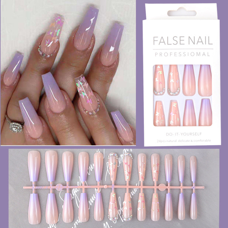 Butterfly Sequins Spot Drill Purple Removable Nail Sticker - All Things Beauty -