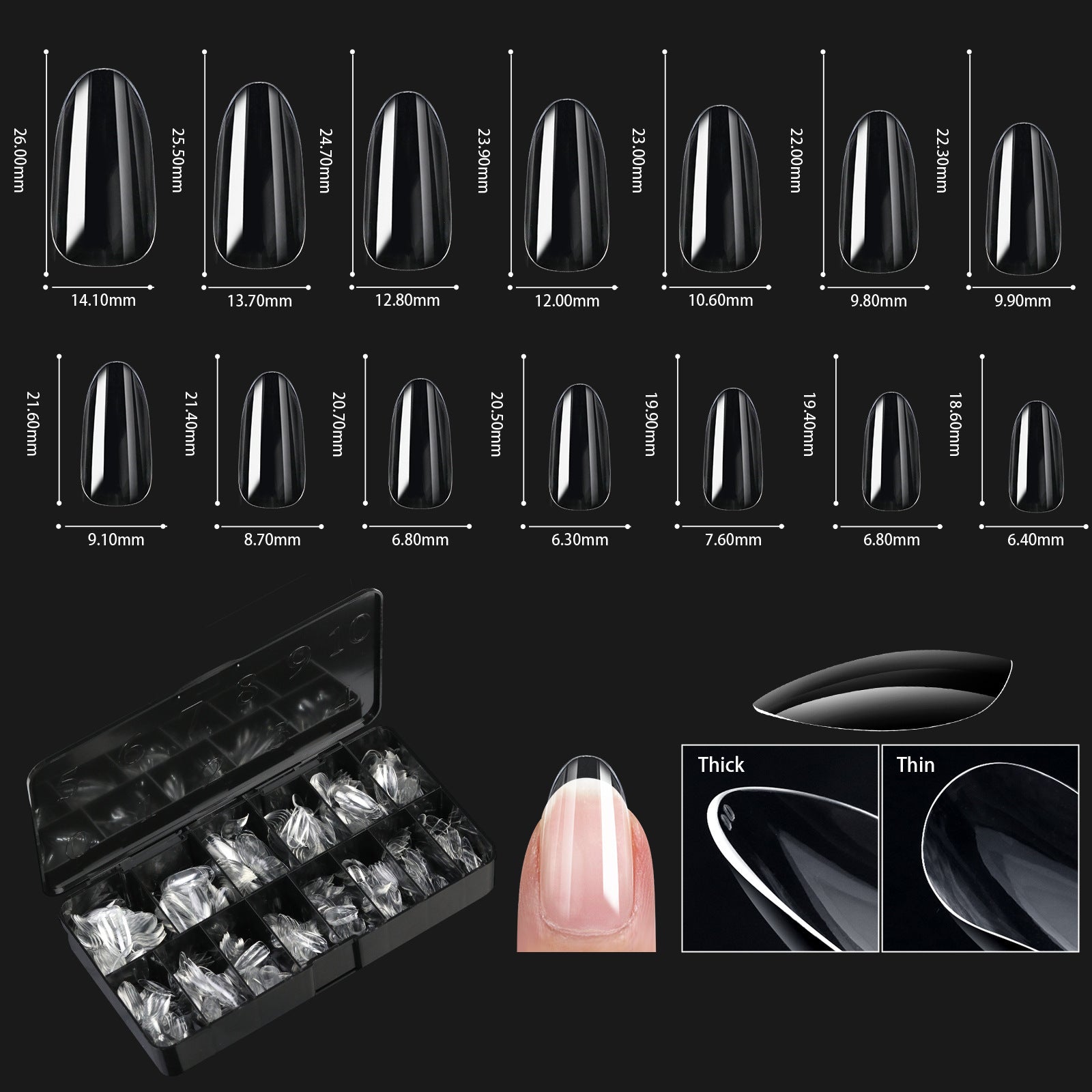Nail Transparent Nail Tips Nail Shapes For Manicure Seamless False Nails Boxed Set - All Things Beauty -