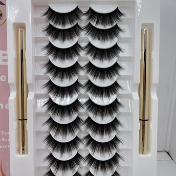 10 Pairs Of Non-bleaching, Long-lasting Waterproof Magnetic False Eyelashes - All Things Beauty -