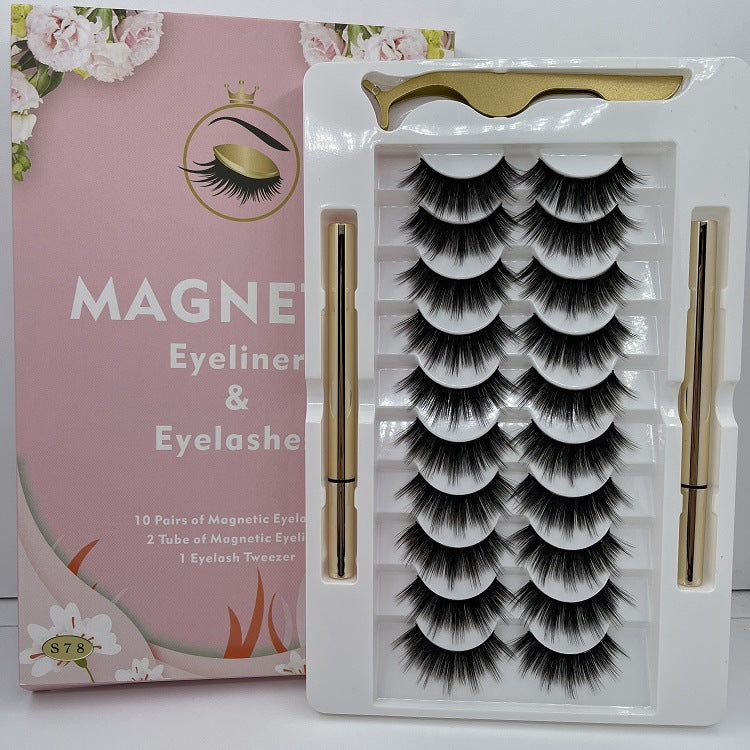 10 Pairs Of Non-bleaching, Long-lasting Waterproof Magnetic False Eyelashes - All Things Beauty -