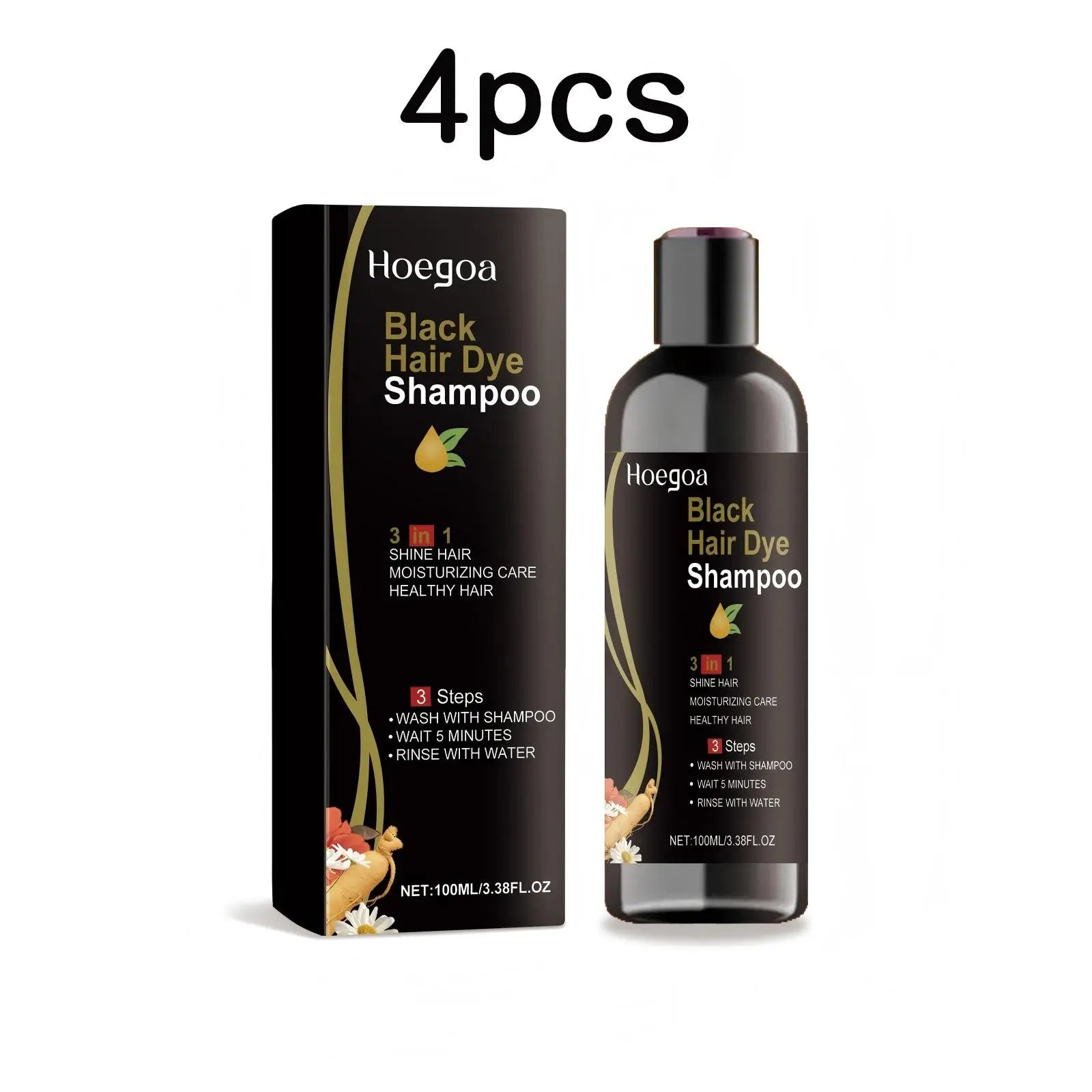 Hoegoa 3-in-1 Hair Dye Shampoo 100ml – Gray to Black, Herbal Polygonum Formula - All Things Beauty -
