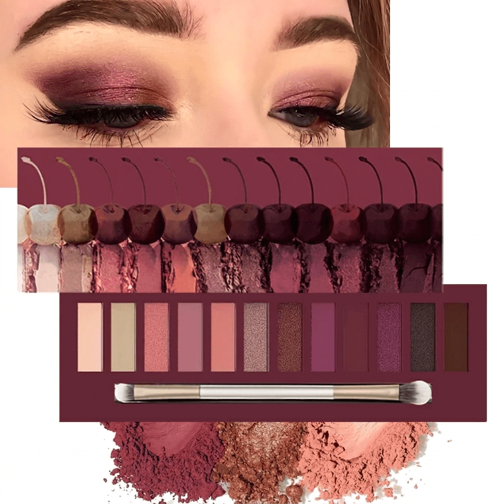 12-Color Shimmer Eyeshadow Palette – Waterproof, Long-Lasting, Mirror Compact Stage Makeup - All Things Beauty -