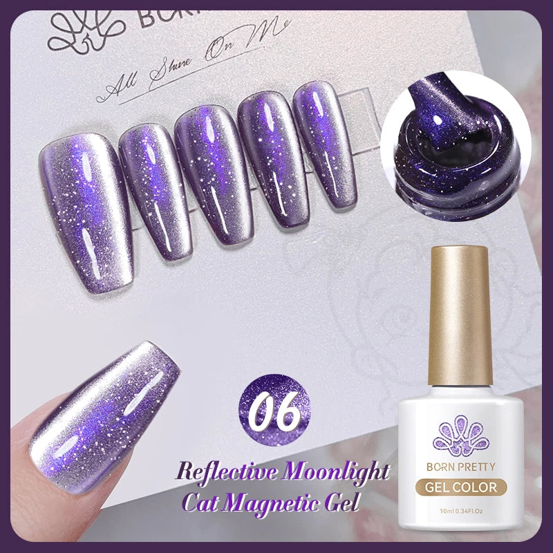 BORN PRETTY Cat Eye Gel Polish – Sparkling Magnetic UV Gel, Flash Effect Colors - All Things Beauty -