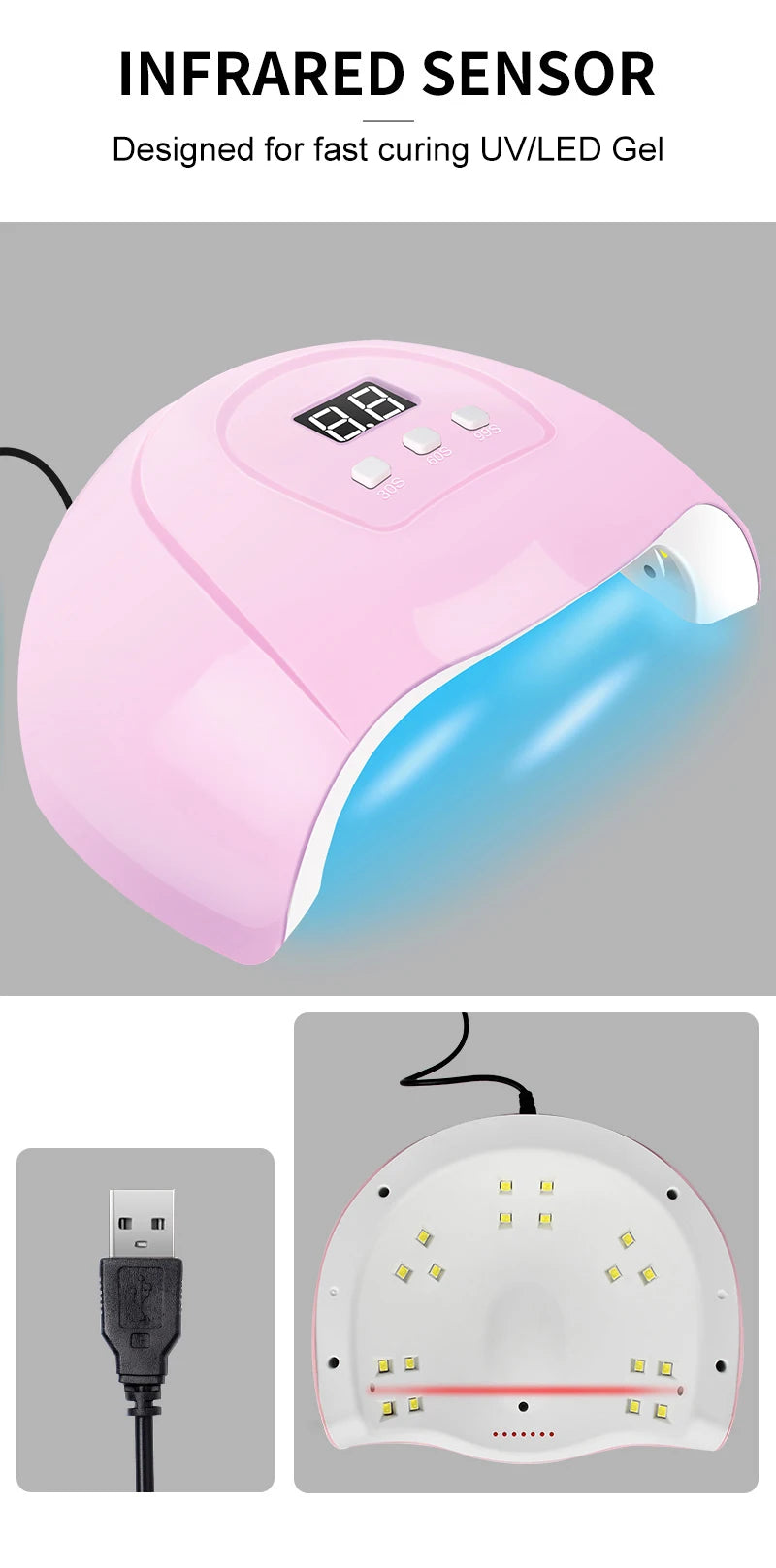 Gel Nail Polish Kit – UV Lamp, Electric Drill, Base & Top Coat, Full Nail Tool Set - All Things Beauty -