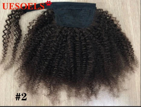 Wrap Around Afro Curly Clip In Ponytail Human Hair Extension  Brazilian 8"-20" 100% Remy Human Hair For Women In Uesoels Store - All Things Beauty -