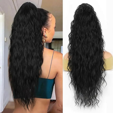 Ponytail Extension 30 Inch Drawstring Pony Tails Hair Extensions for Women Long Curly Wave Ponytail Synthetic Hairpieces - All Things Beauty -