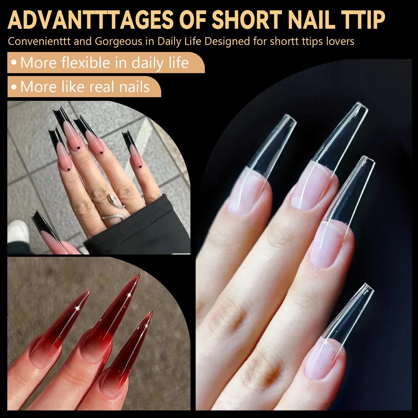 250/500/600pcs Soft Gel Nail Tips – Full Cover Press-On, Coffin & Almond DIY Nails - All Things Beauty -