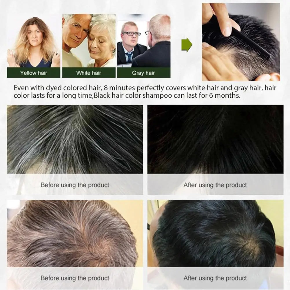 3-in-1 Collagen Argan Hair Dye Shampoo 500ml – Black Color & Gray Coverage for Men & Women - All Things Beauty -