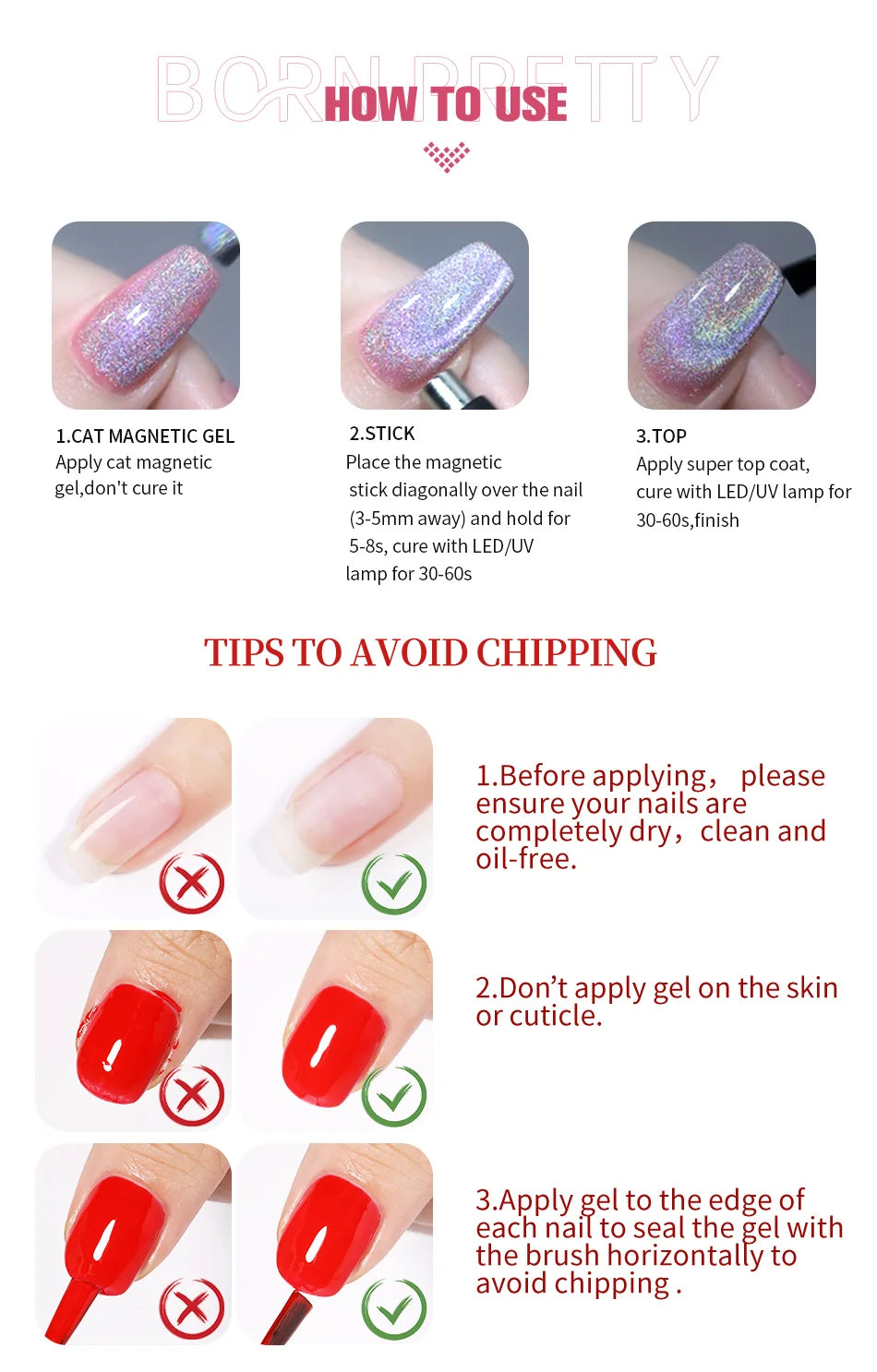BORN PRETTY Cat Eye Gel Polish – Sparkling Magnetic UV Gel, Flash Effect Colors - All Things Beauty -