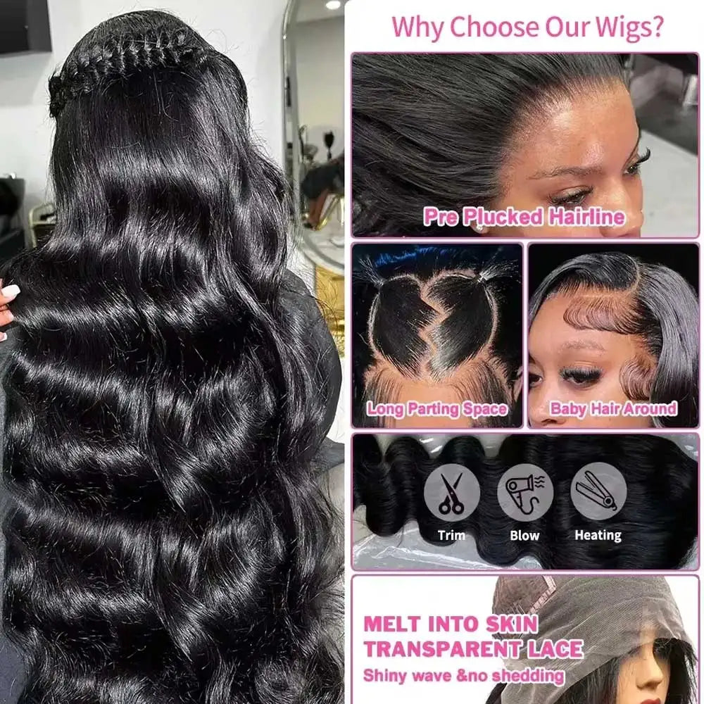 40–42" Body Wave Human Hair Wig – 13x4/13x6 HD Lace, 5x5 Glueless Closure, Remy Hair - All Things Beauty -