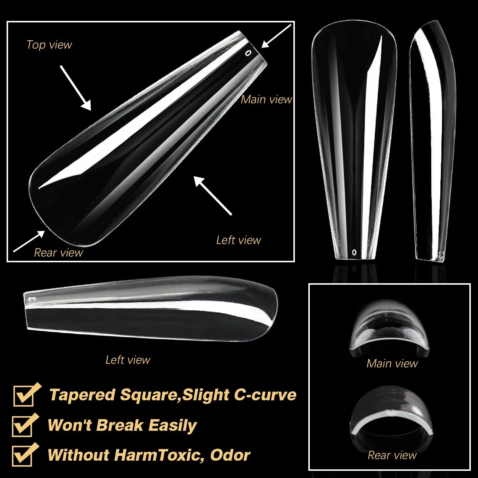 250/500/600pcs Soft Gel Nail Tips – Full Cover Press-On, Coffin & Almond DIY Nails - All Things Beauty -