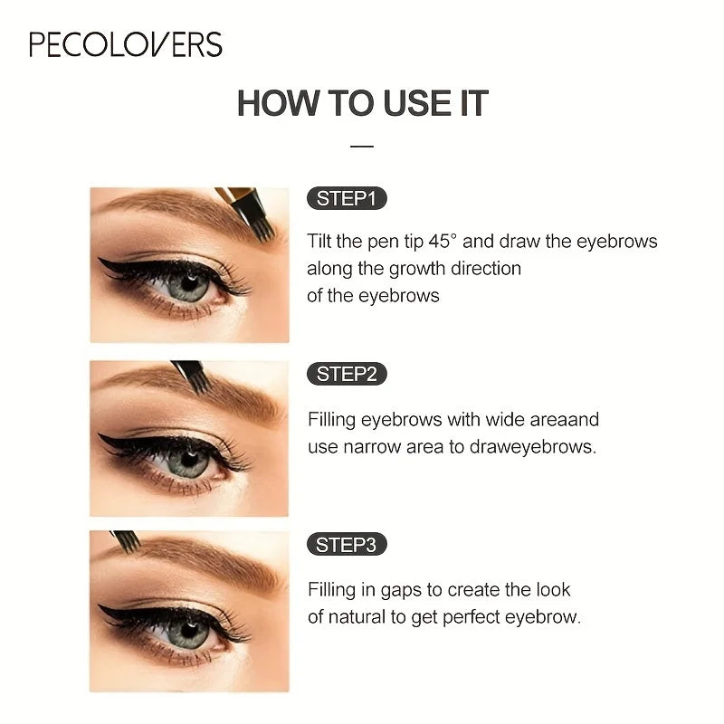 4-Tip Waterproof Eyebrow Pen – Liquid Tattoo Brow Pencil, Natural Hair Stroke Makeup - All Things Beauty -