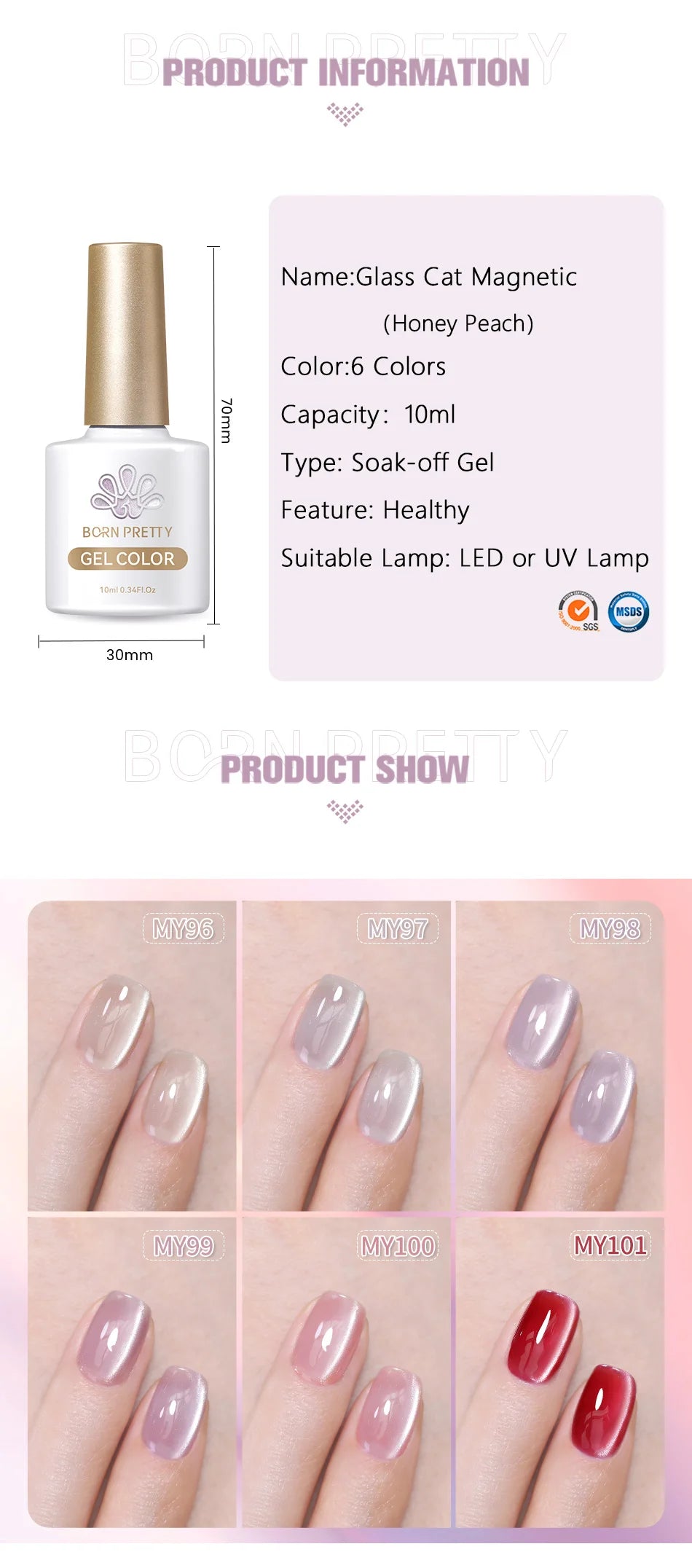 BORN PRETTY Cat Eye Gel Polish – Sparkling Magnetic UV Gel, Flash Effect Colors - All Things Beauty -