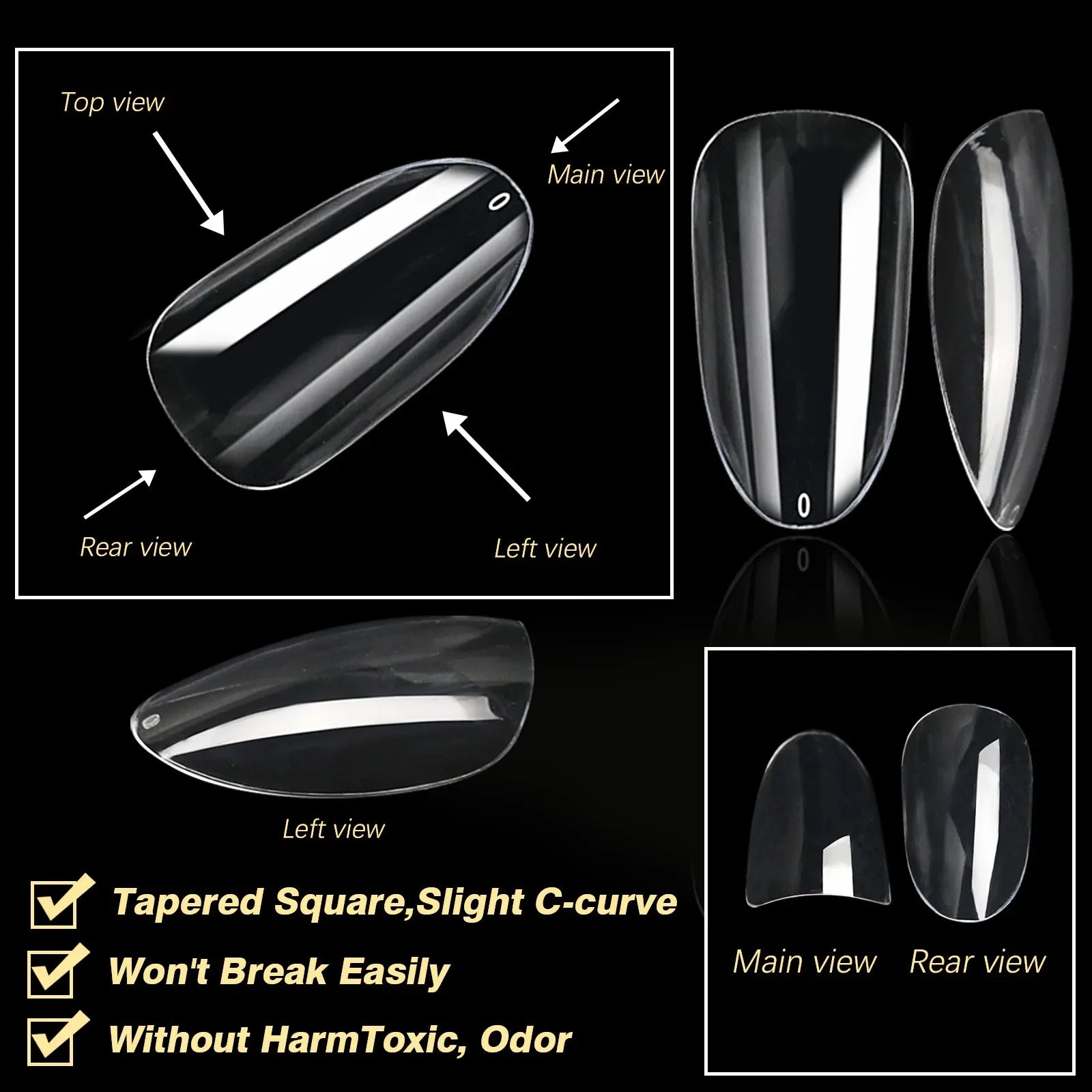 250/500/600pcs Soft Gel Nail Tips – Full Cover Press-On, Coffin & Almond DIY Nails - All Things Beauty -