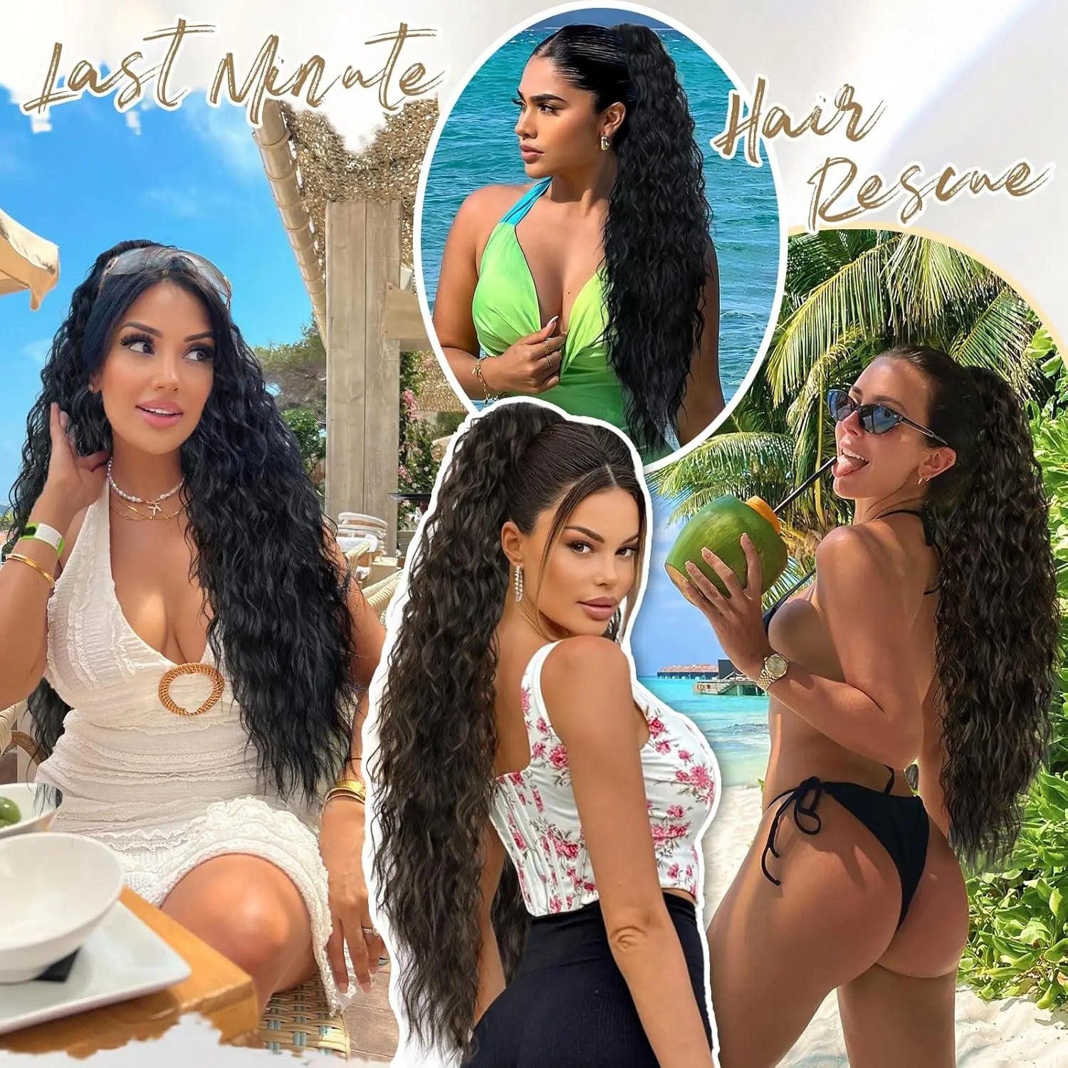 Ponytail Extension 30 Inch Drawstring Pony Tails Hair Extensions for Women Long Curly Wave Ponytail Synthetic Hairpieces - All Things Beauty -