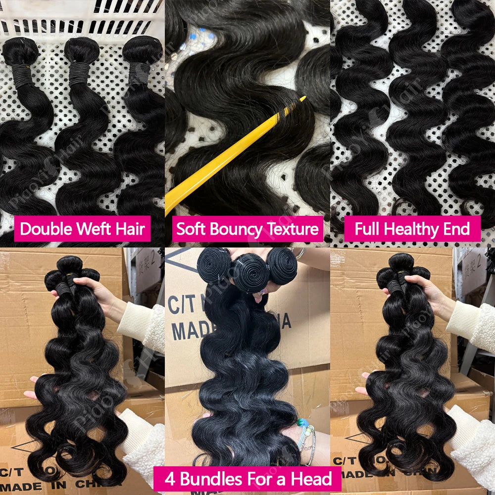 Body Wave Human Hair Bundles – 100% Raw Hair, 4x4/5x5 Closure, 2x6 Lace Middle Part - All Things Beauty -