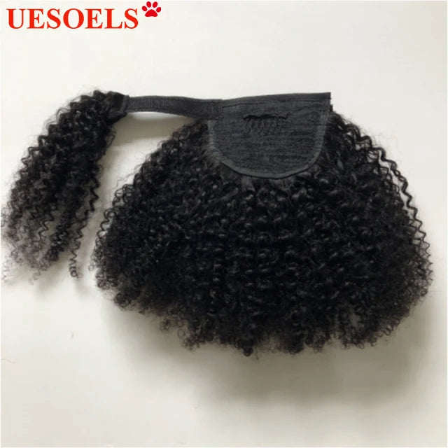 Wrap Around Afro Curly Clip In Ponytail Human Hair Extension  Brazilian 8"-20" 100% Remy Human Hair For Women In Uesoels Store - All Things Beauty -