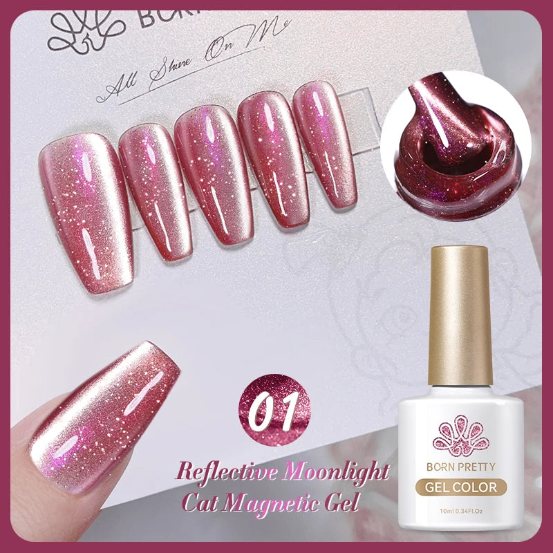 BORN PRETTY Cat Eye Gel Polish – Sparkling Magnetic UV Gel, Flash Effect Colors - All Things Beauty -
