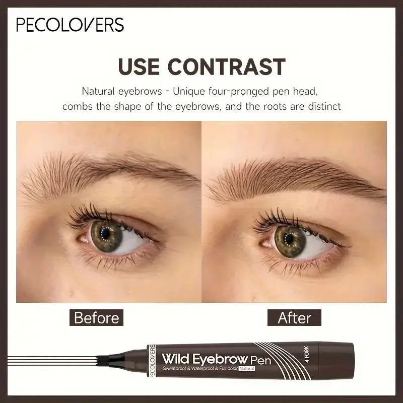 4-Tip Waterproof Eyebrow Pen – Liquid Tattoo Brow Pencil, Natural Hair Stroke Makeup - All Things Beauty -