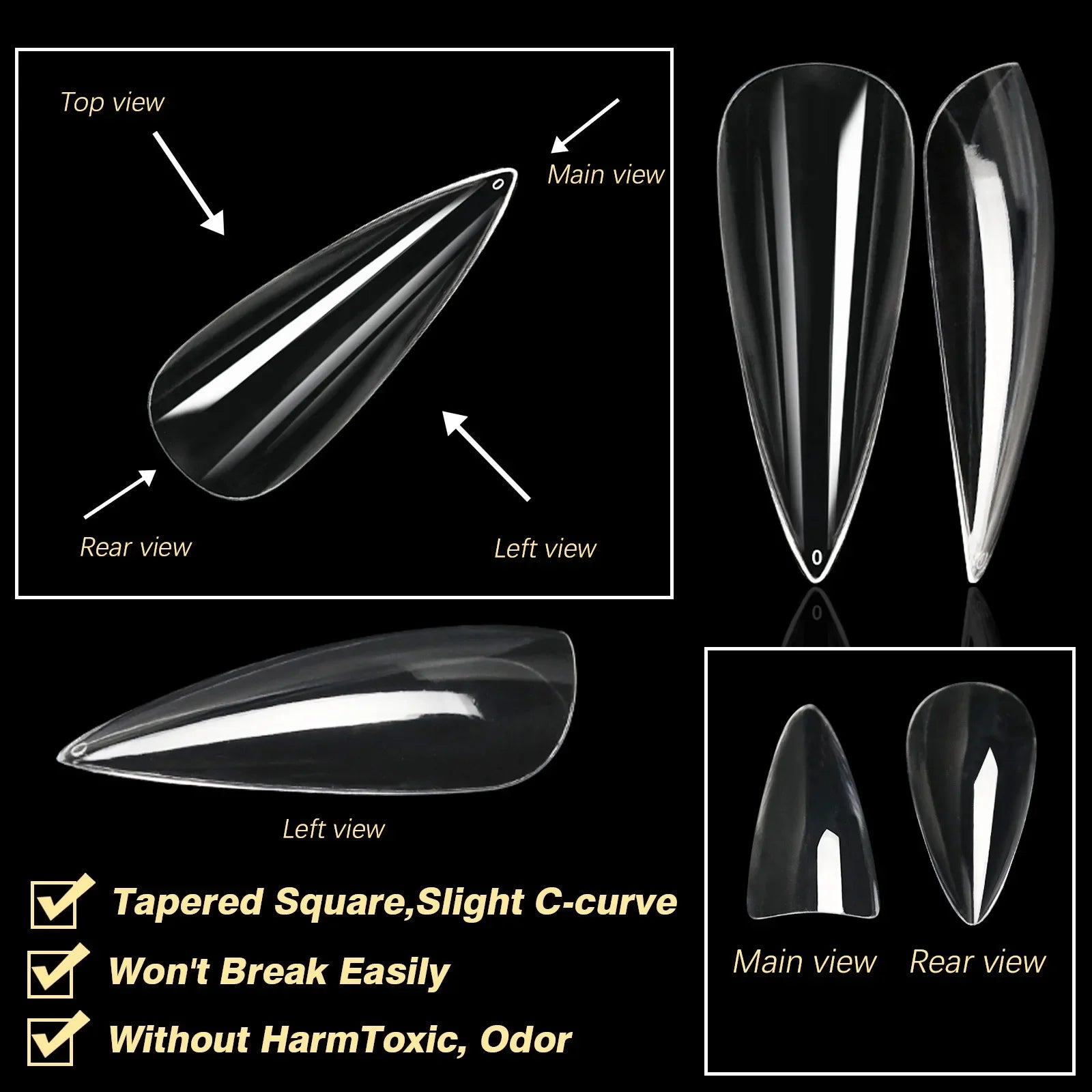 250/500/600pcs Soft Gel Nail Tips – Full Cover Press-On, Coffin & Almond DIY Nails - All Things Beauty -