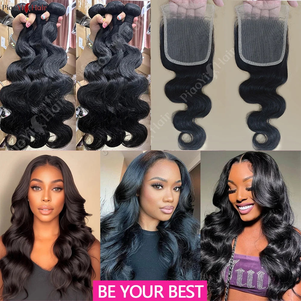 Body Wave Human Hair Bundles – 100% Raw Hair, 4x4/5x5 Closure, 2x6 Lace Middle Part - All Things Beauty -