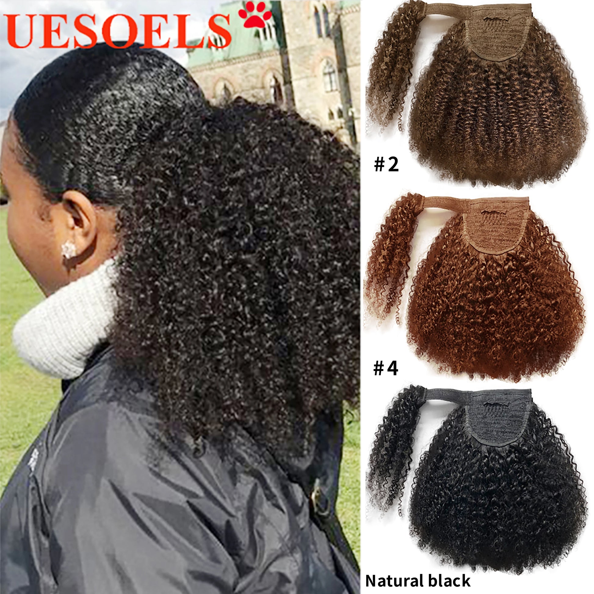 Wrap Around Afro Curly Clip In Ponytail Human Hair Extension  Brazilian 8"-20" 100% Remy Human Hair For Women In Uesoels Store - All Things Beauty -