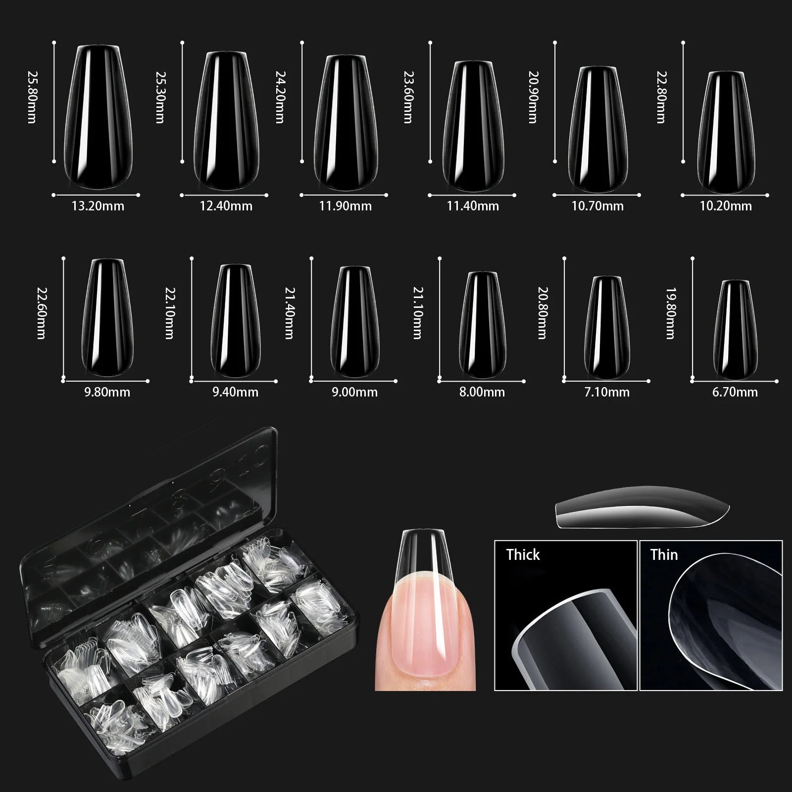 250/500/600pcs Soft Gel Nail Tips – Full Cover Press-On, Coffin & Almond DIY Nails - All Things Beauty -