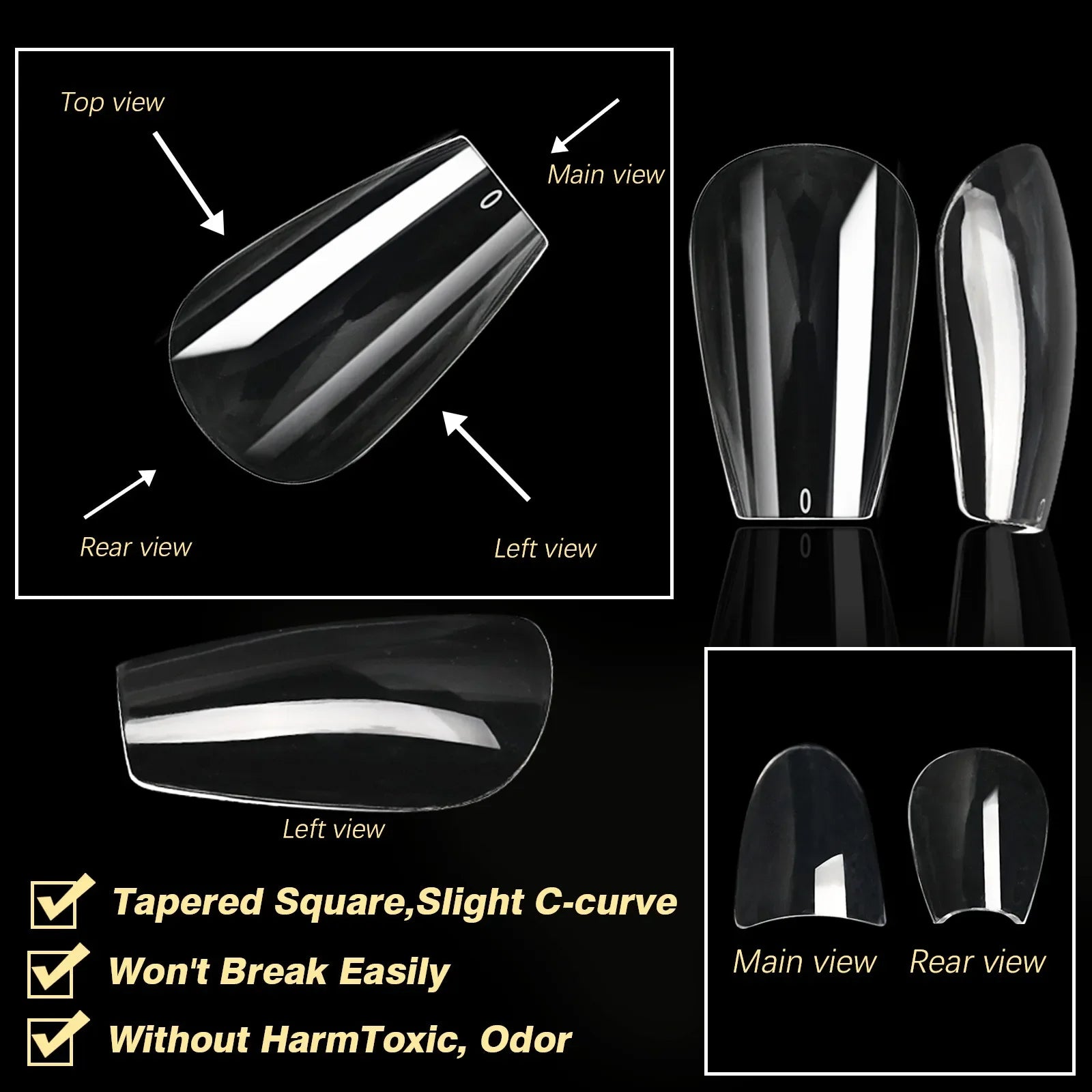 250/500/600pcs Soft Gel Nail Tips – Full Cover Press-On, Coffin & Almond DIY Nails - All Things Beauty -