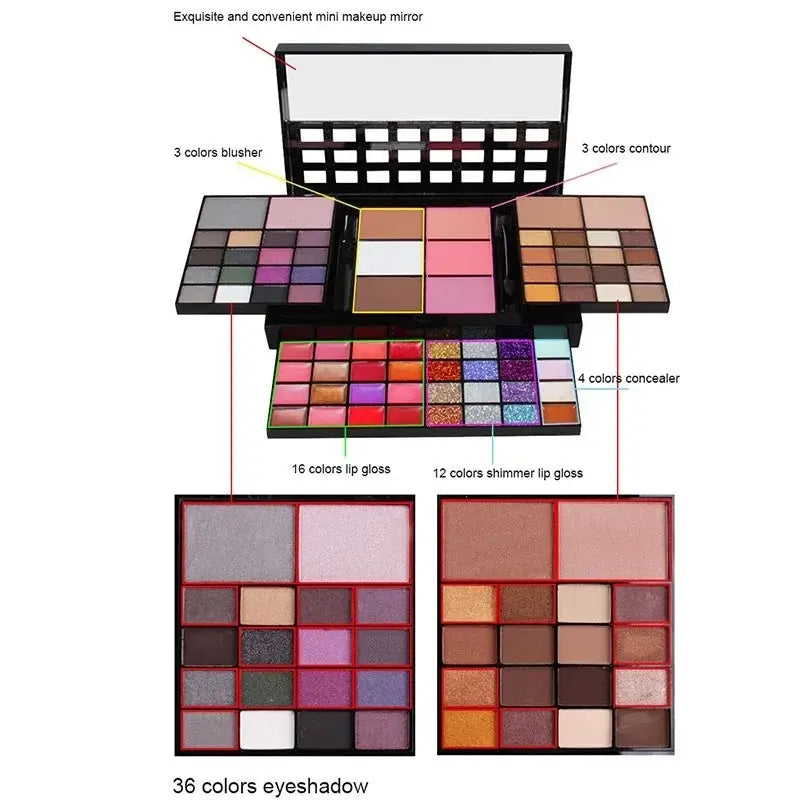 40/74/78 Colors Glitter Eyeshadow Palette – Matte, Waterproof, Long-Lasting Makeup Kit - All Things Beauty -