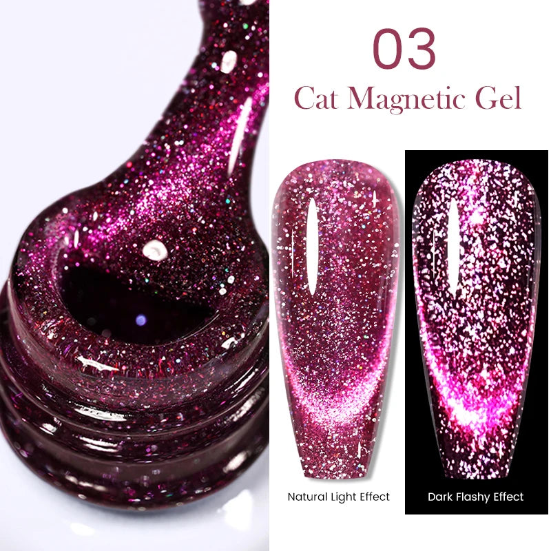 BORN PRETTY Cat Eye Gel Polish – Sparkling Magnetic UV Gel, Flash Effect Colors - All Things Beauty -