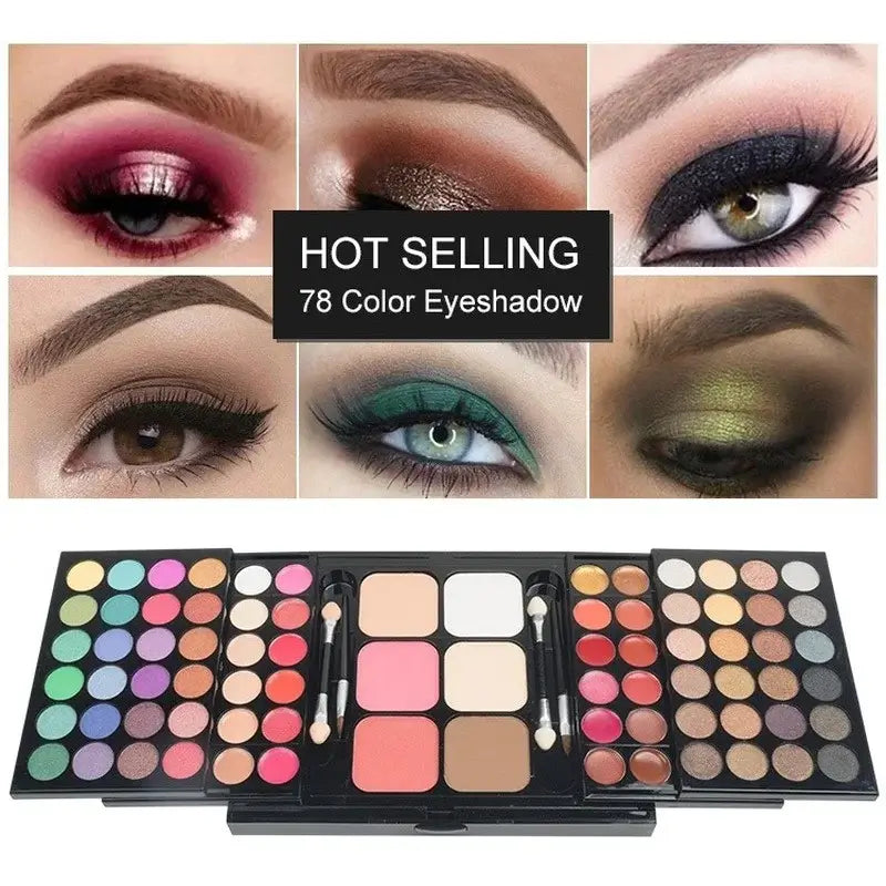 40/74/78 Colors Glitter Eyeshadow Palette – Matte, Waterproof, Long-Lasting Makeup Kit - All Things Beauty -