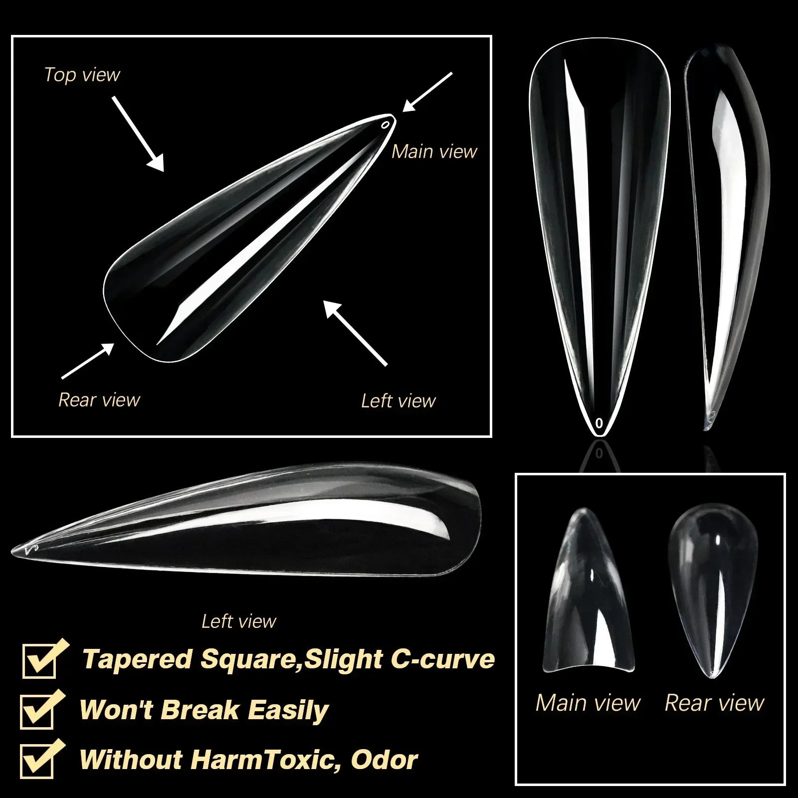 250/500/600pcs Soft Gel Nail Tips – Full Cover Press-On, Coffin & Almond DIY Nails - All Things Beauty -