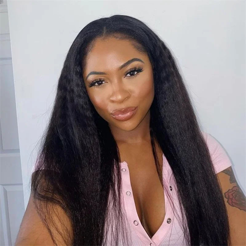 30" Kinky Straight Lace Wig – 180 Density, Glueless, Pre-Plucked with Baby Hair - All Things Beauty -