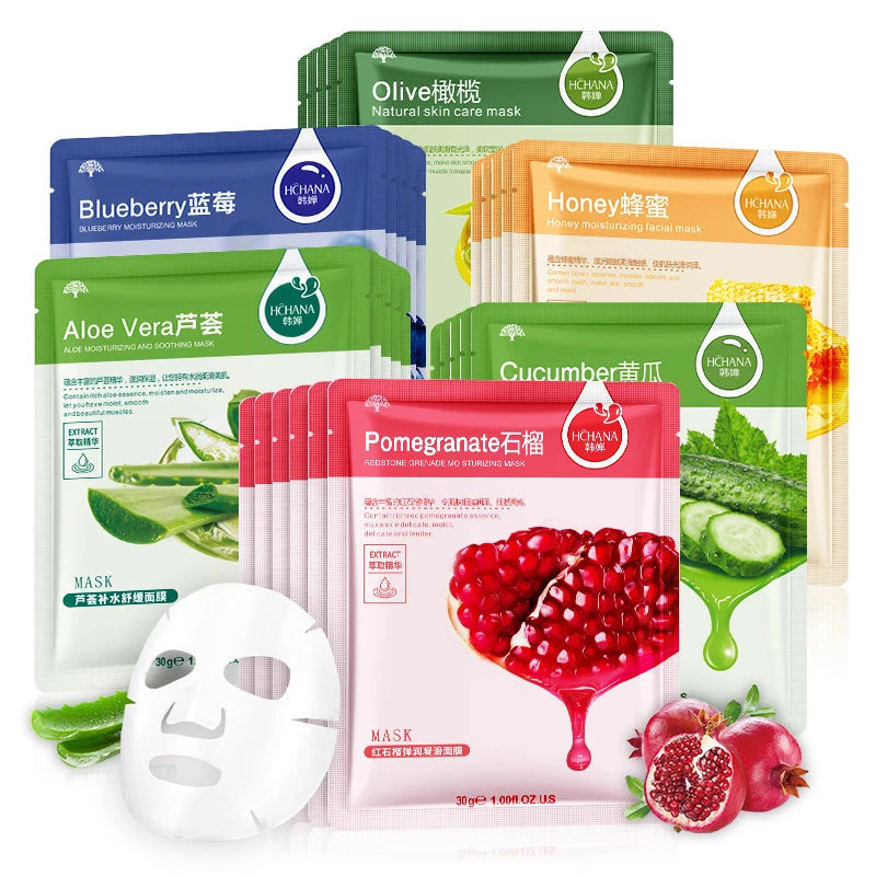 Korean Fruit Face Mask (30 Pcs) – Hydrating & Firming Skincare Combo - All Things Beauty -