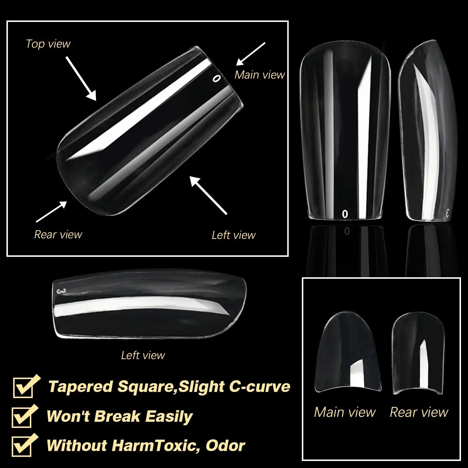 250/500/600pcs Soft Gel Nail Tips – Full Cover Press-On, Coffin & Almond DIY Nails - All Things Beauty -