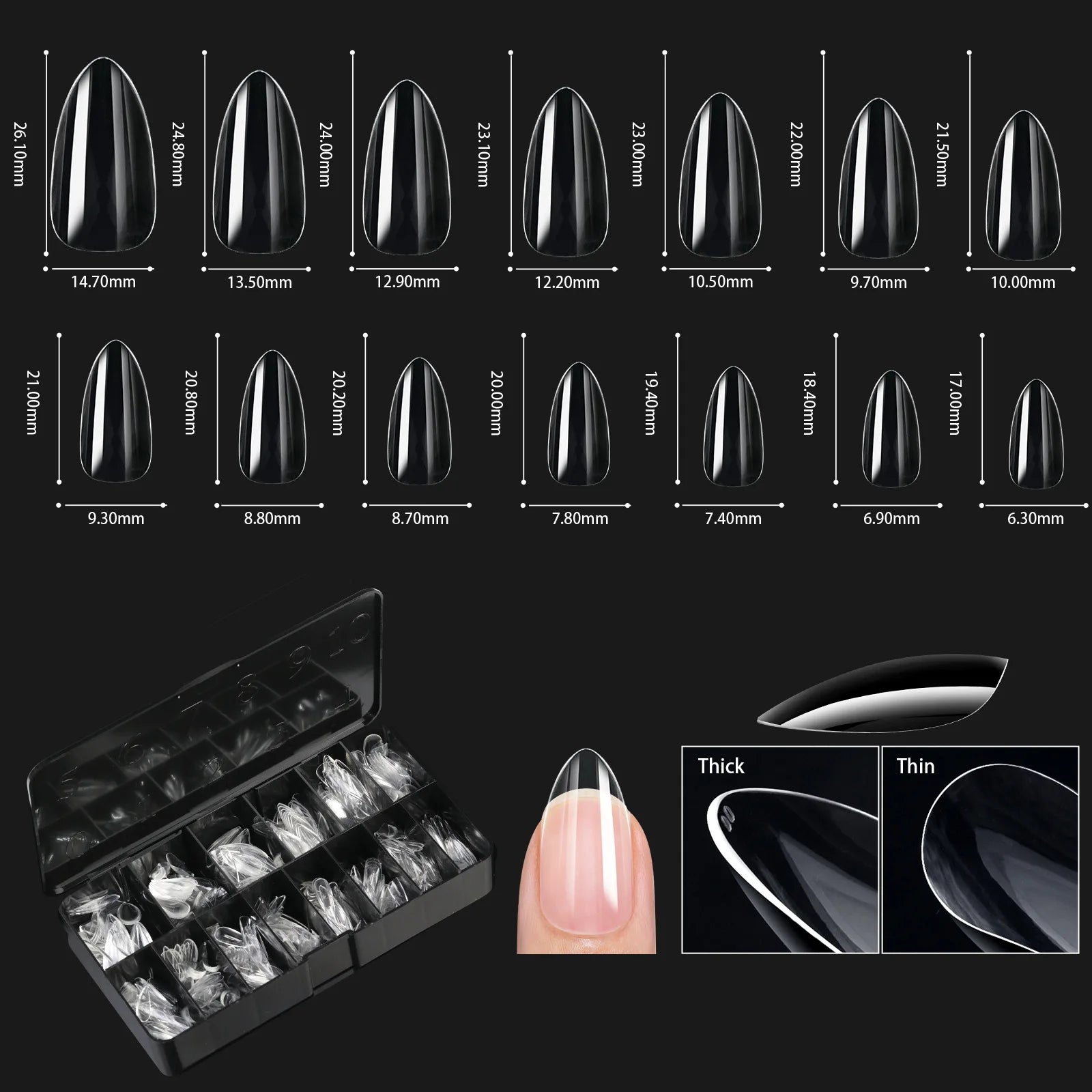 250/500/600pcs Soft Gel Nail Tips – Full Cover Press-On, Coffin & Almond DIY Nails - All Things Beauty -
