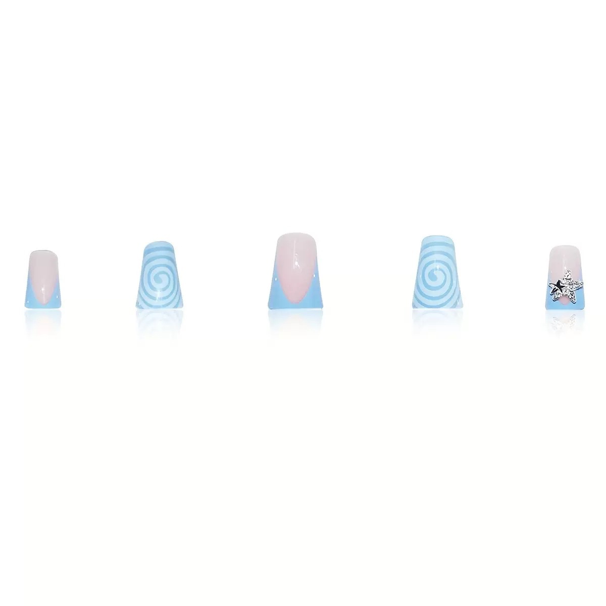 Water-drop Rhinestone-textured Short False Nails - All Things Beauty -