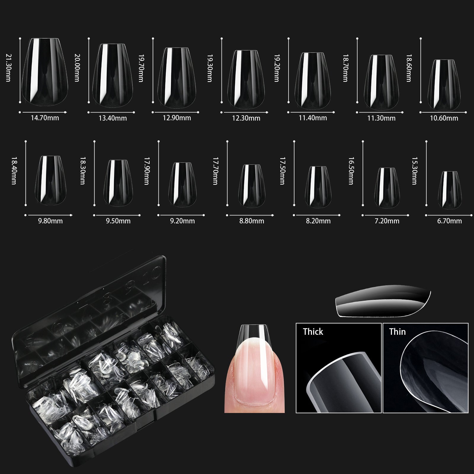 Nail Transparent Nail Tips Nail Shapes For Manicure Seamless False Nails Boxed Set - All Things Beauty -