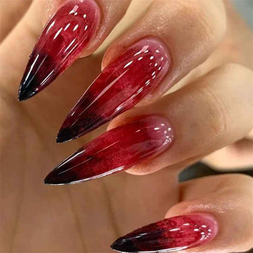 24Pcs Halloween Blood Press on Nails Set Long Coffin Glossy Acrylic Nail Tips Full Cover Ballerina False Nails for Women&Girls - All Things Beauty -