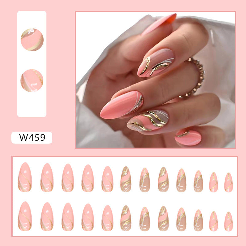 Girl's Corrugated Almond Nail Flashing Glitter Wearing Nail - All Things Beauty -